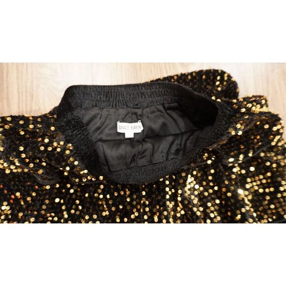Grace Karin Girl's Sequin Ruffle Skirt - Gold/Black, Size 12Y - Picture 7 of 13